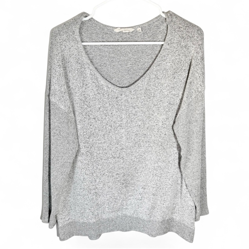 Soft Surroundings Gray Scoop Neck Top Marled Knit Blouse Gray Women’s Size Large